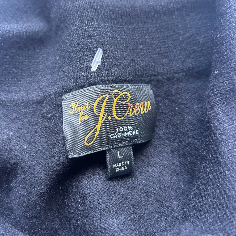 J. Crew Men’s Sz Large 100% Cashmere Collared Polo Sweater Black Long Sleeves - Picture 6 of 9